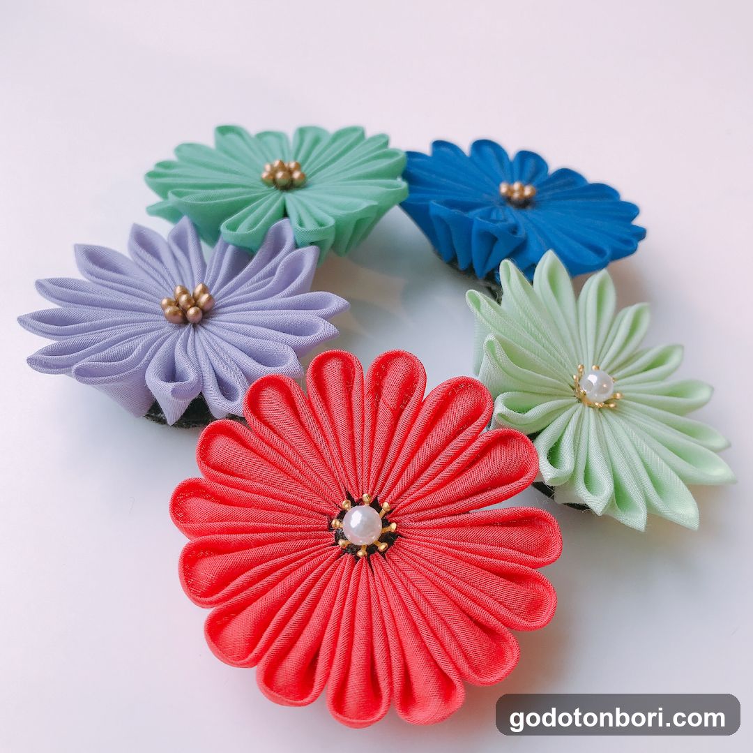 Fabric Flower Hair Clips