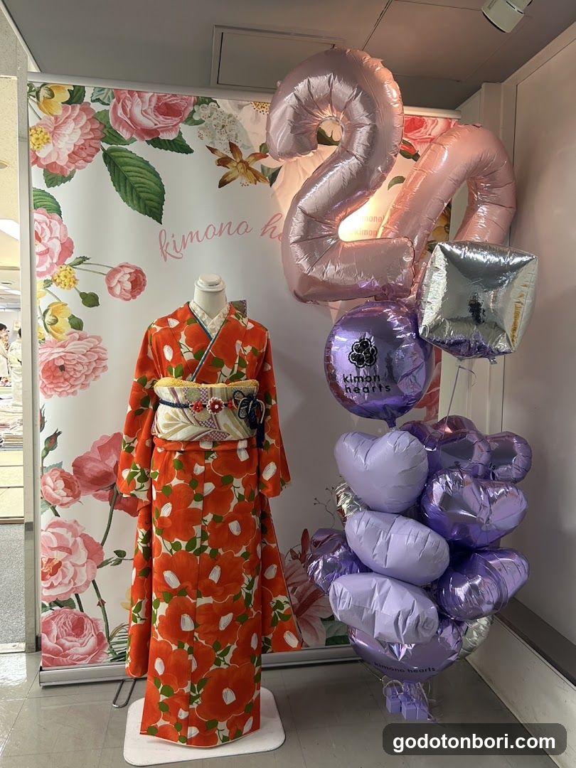 Kimono Display with Balloons