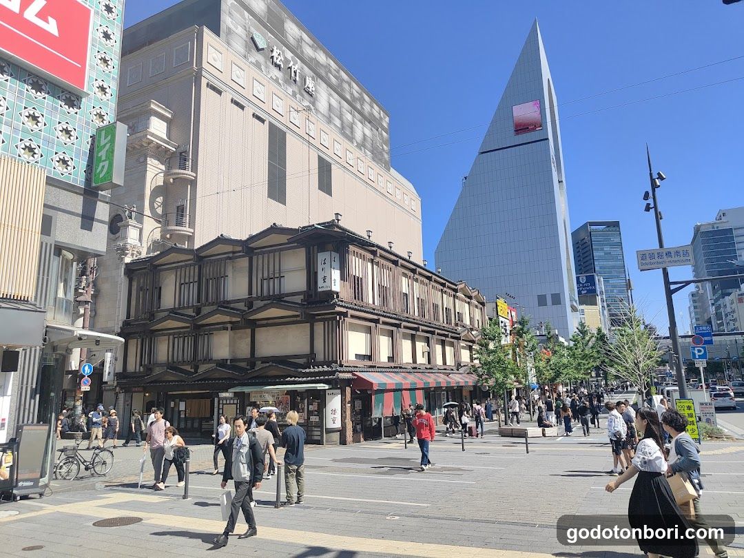 Street scene with traditional and modern buildings