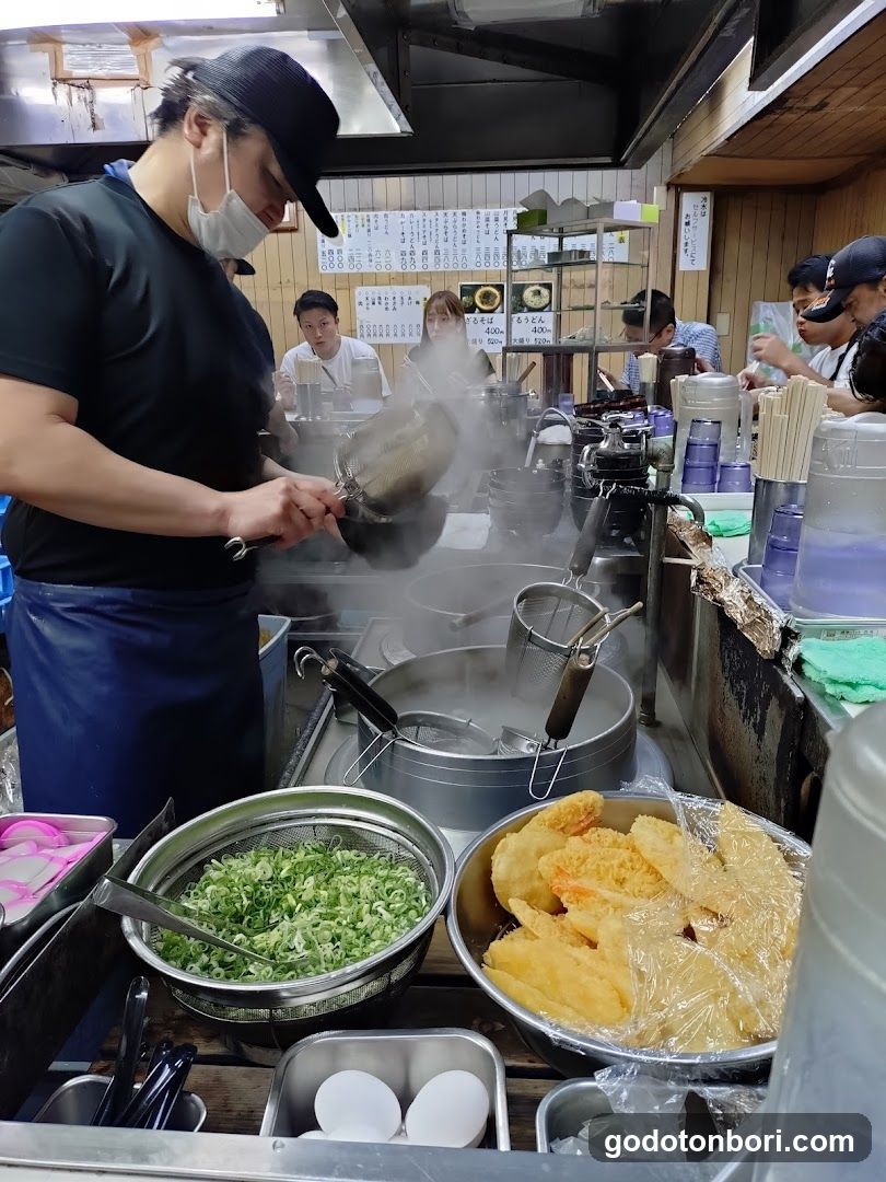 Food Preparation in a Japanese Restaurant Kitchen