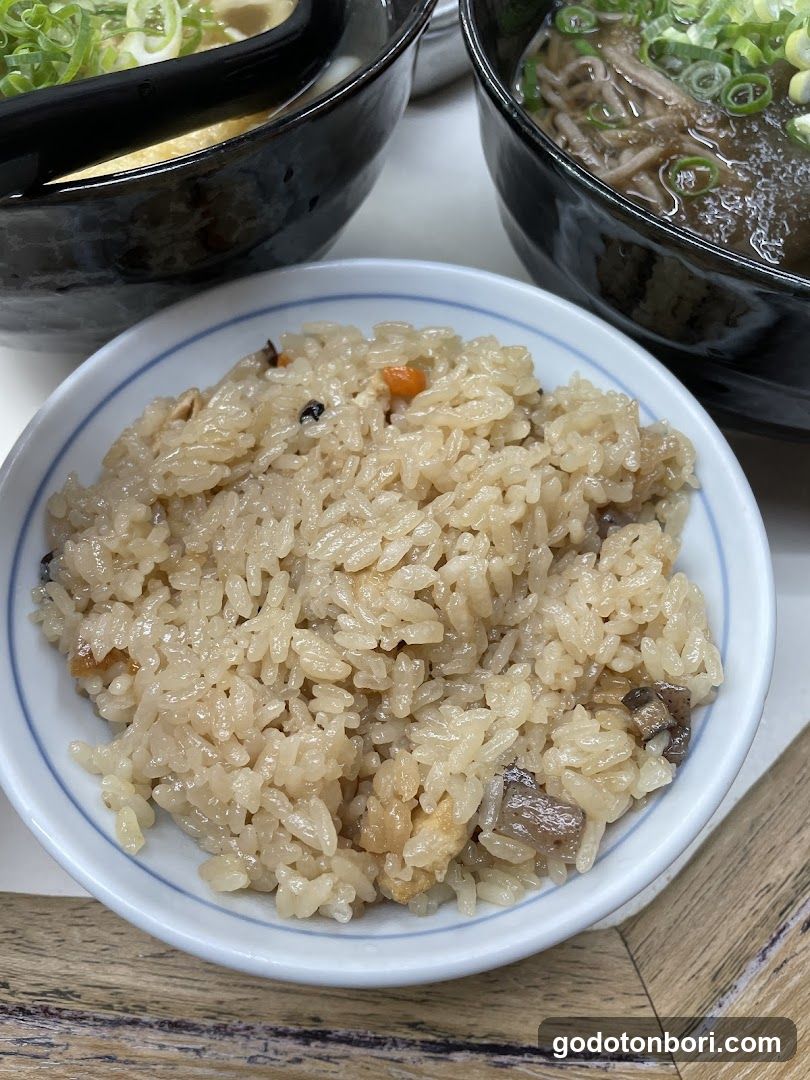 Rice Bowl with Bowls of Soup