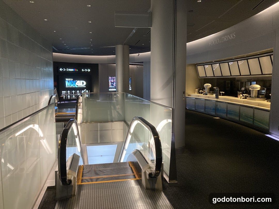 Indoor Food and Drink Area with Escalator