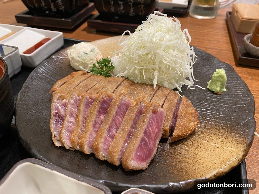 Sliced Tonkatsu with Shredded Cabbage and Wasabi