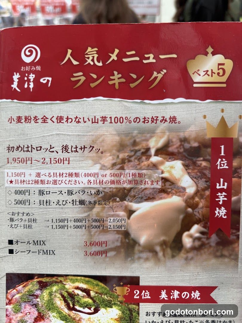 Yama no Okomi-yaki Menu Board