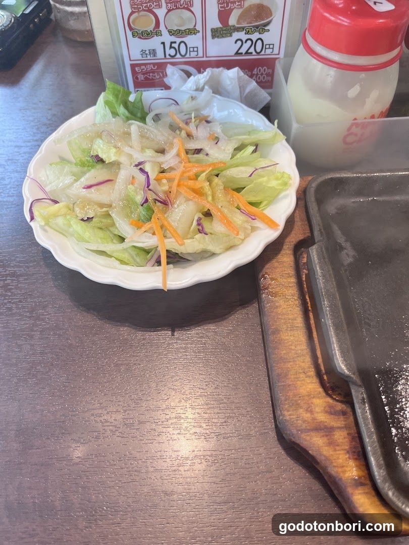 Salad and Griddle at Japanese Restaurant