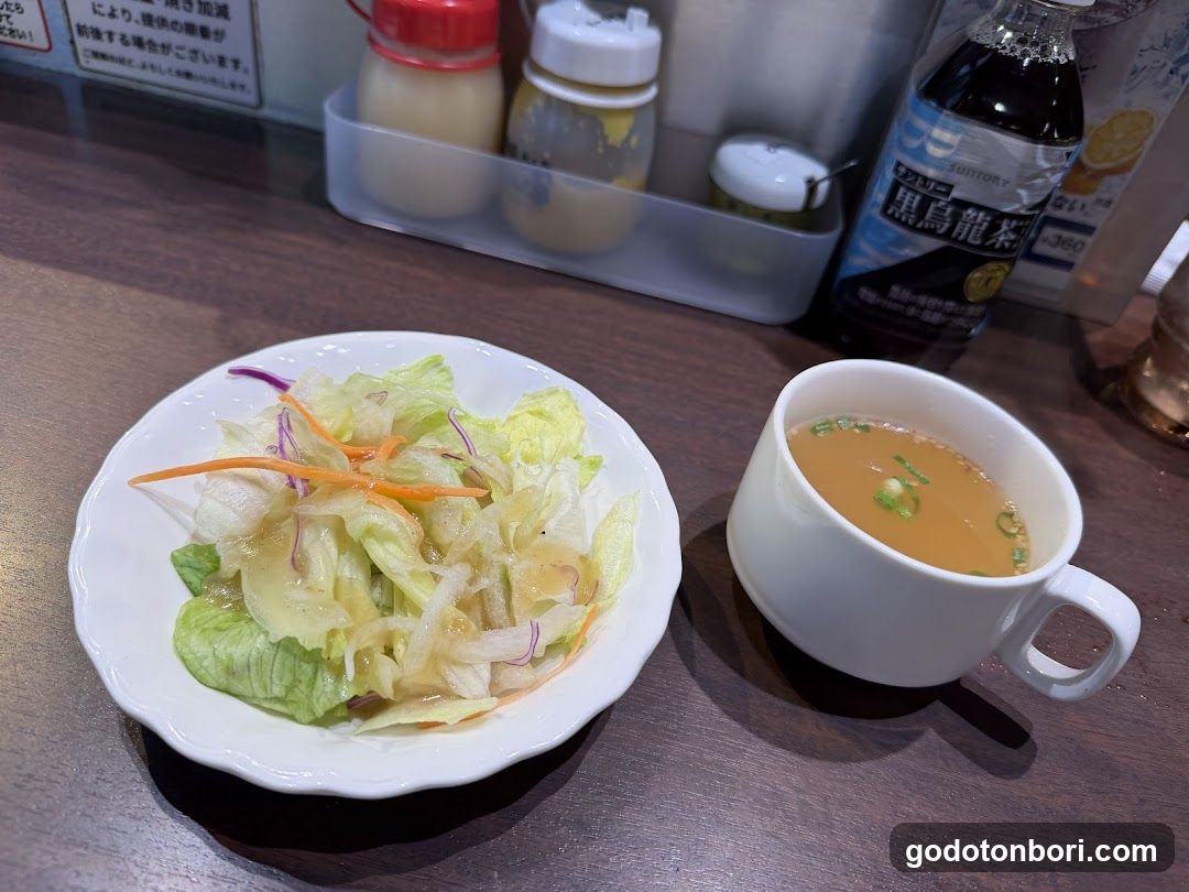 Salad and Soup at Japanese Restaurant