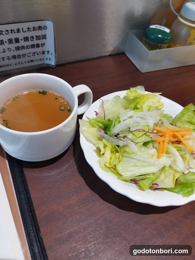 Dining Table with Soup and Salad