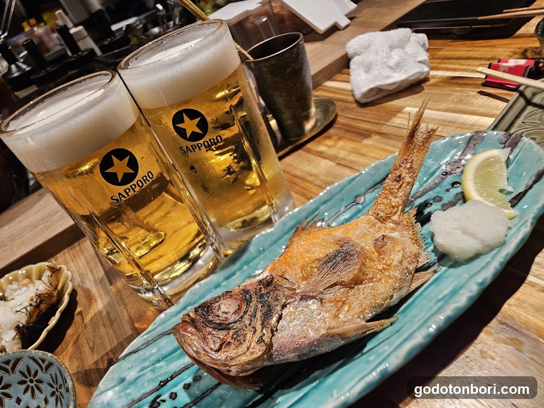 Sapporo Beer and Fried Fish