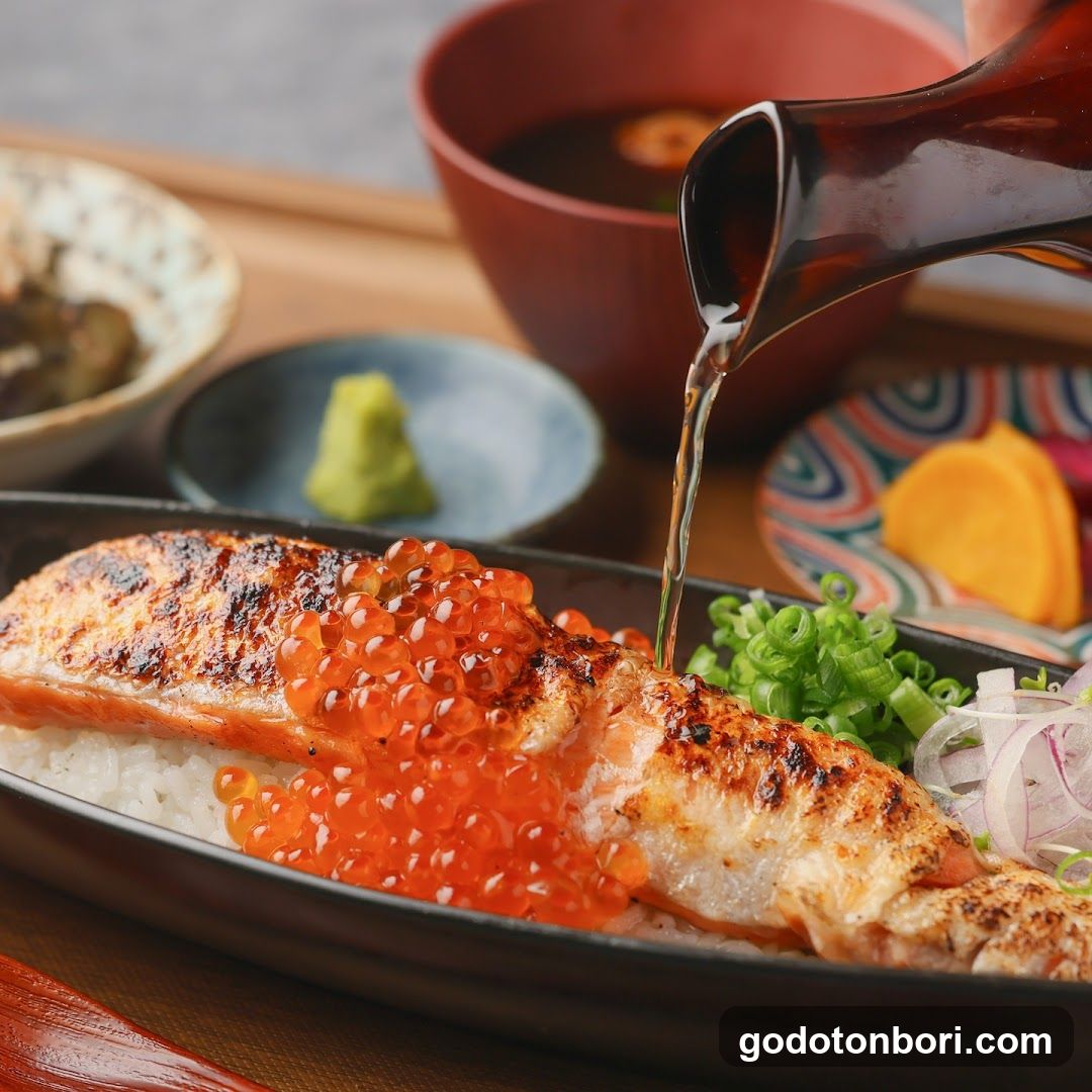 Grilled Salmon with Roe and Soy Sauce