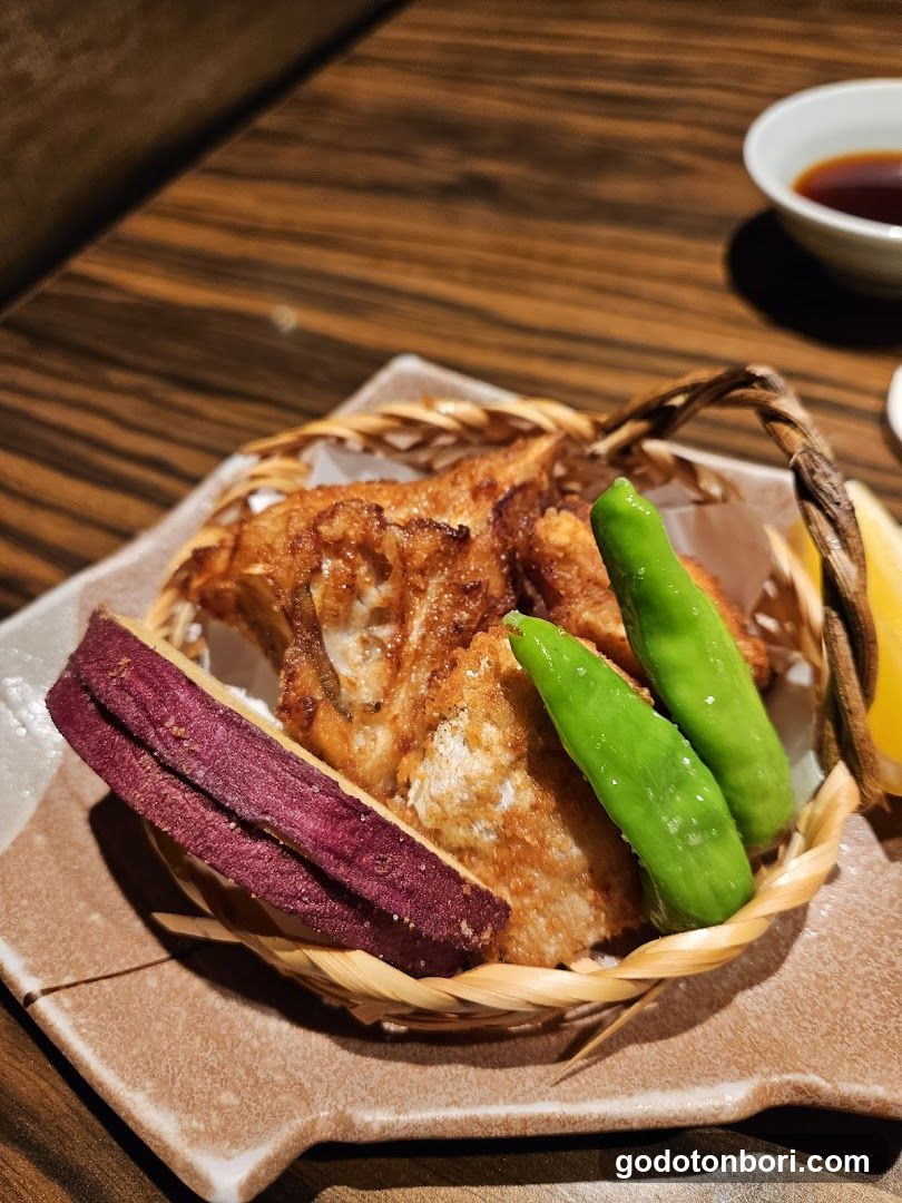 Fried Fish with Sweet Potato and Snap Peas