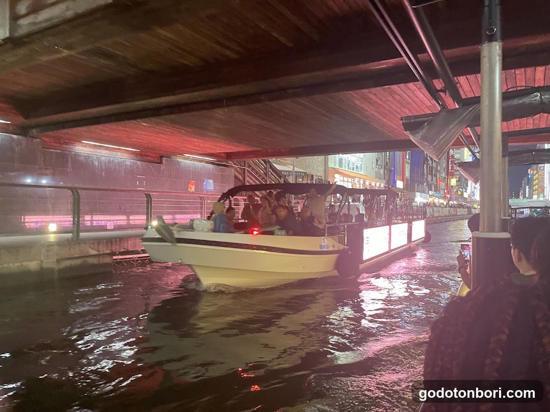 Night Boat Ride Under Bridge
