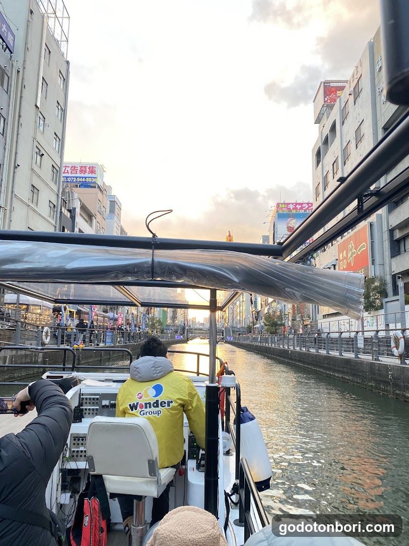 Canal boat tour view from back of boat