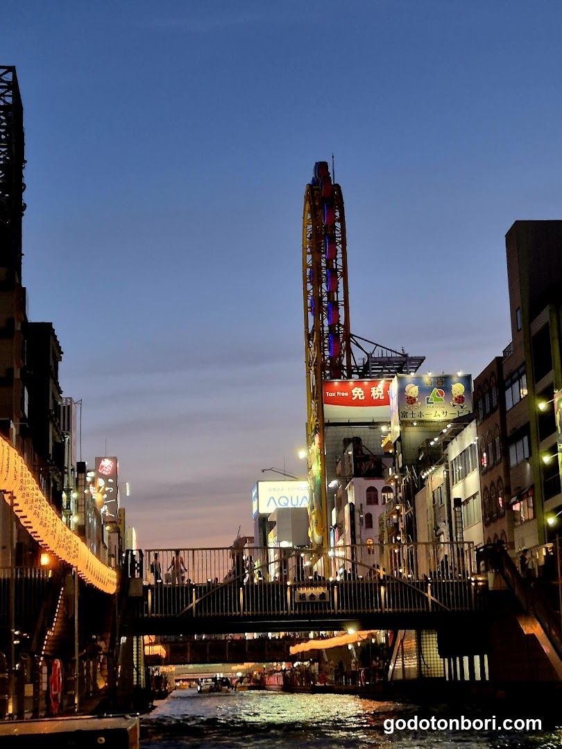Dusk River Scene with Amusement Park