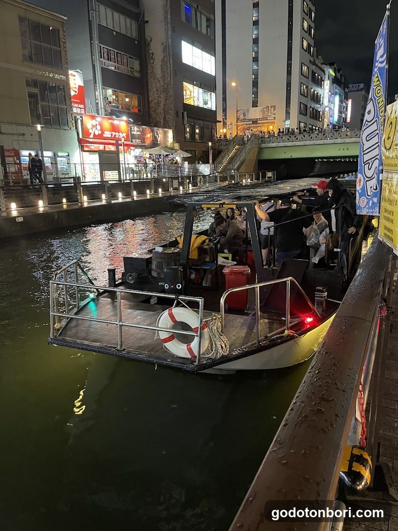 Night Boat Scene with Urban Background