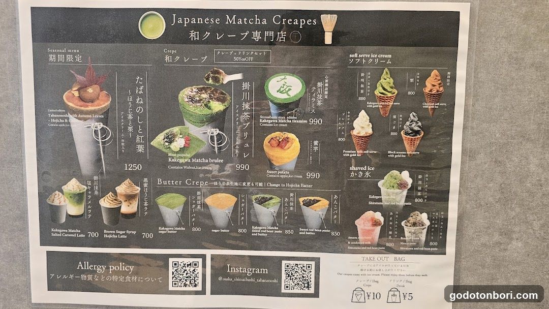 Japanese Matcha Crepes Menu