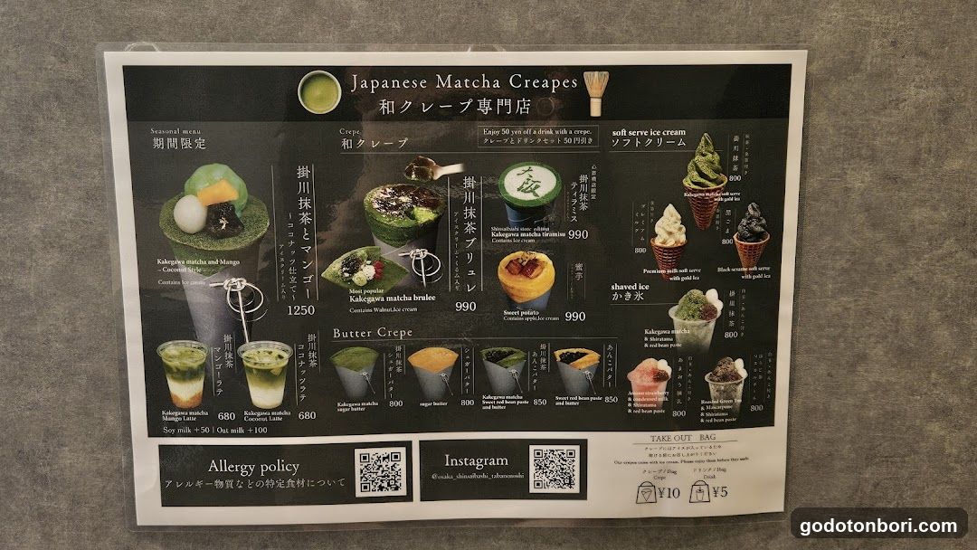 Japanese Matcha Crepes Menu