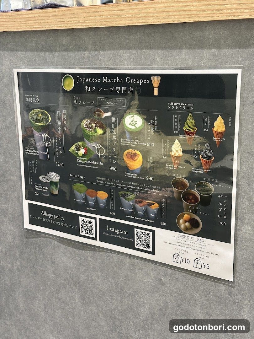 Japanese Matcha Creapes Menu Board