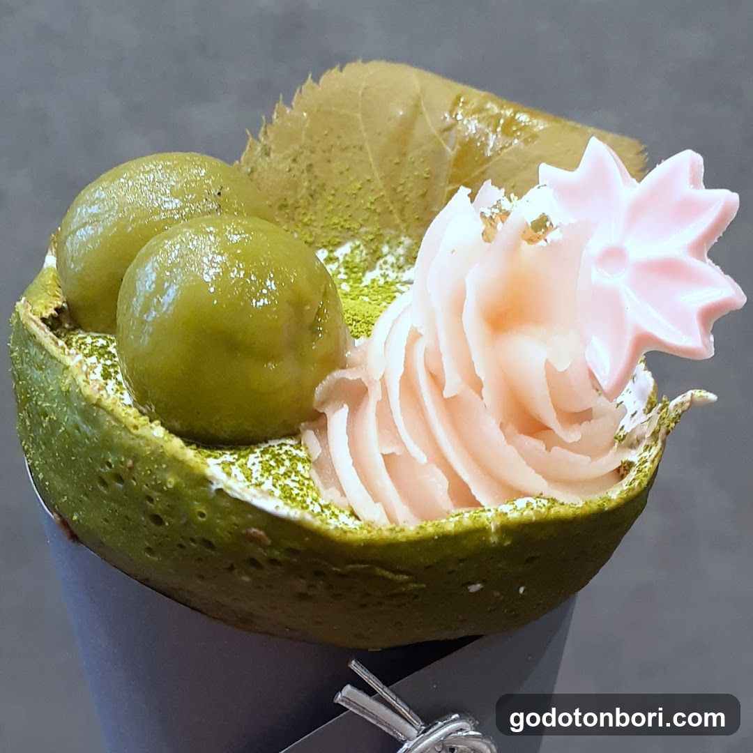 Matcha Dessert with Cream and Dango Balls