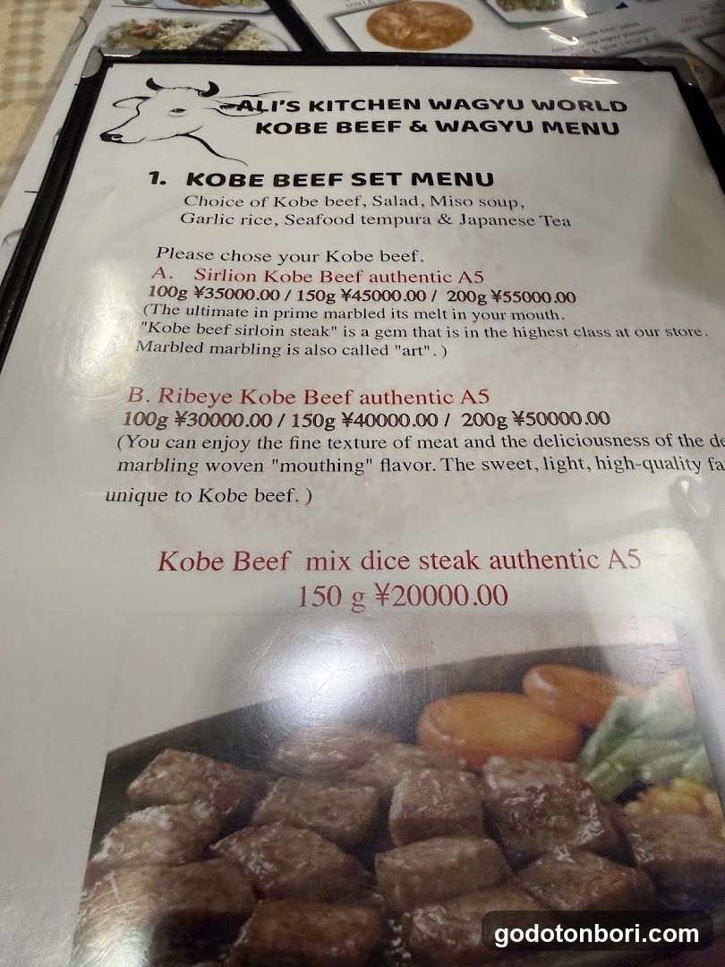 Ali's Kitchen Wagyu World Kobe Beef & Wagyu Menu