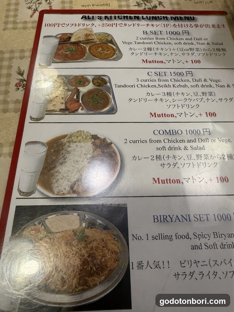 Ali's Kitchen Lunch Menu