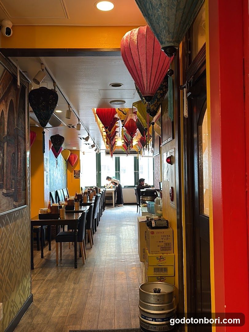 Restaurant Interior with Decorative Lanterns