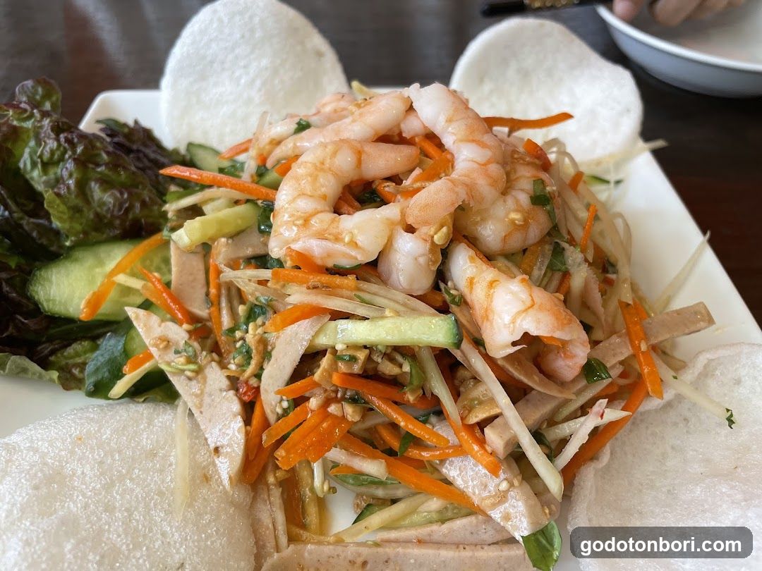 Shrimp Salad with Crispy Rice Crackers