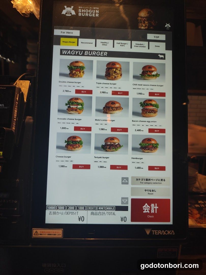 Shogun Burger Menu Display