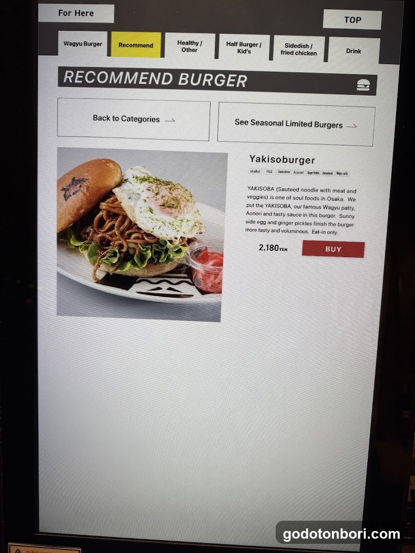 Yakisoburger Menu Display