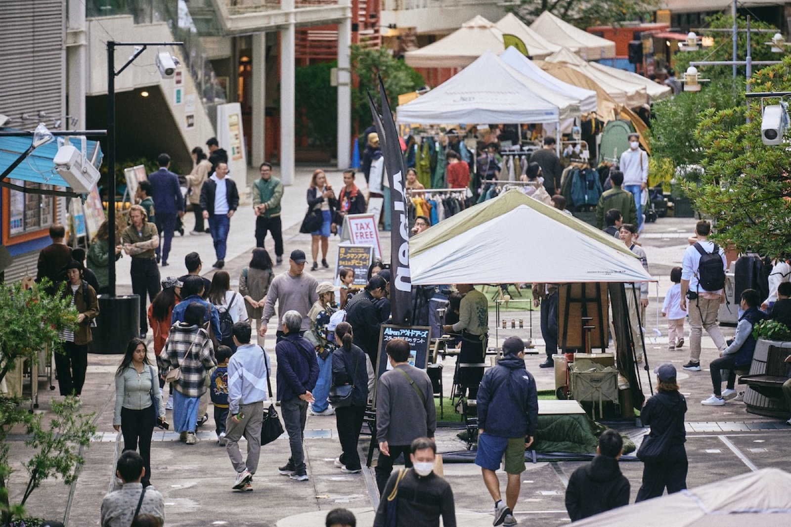 Outdoor brand tents in Namba Carnival Mall between Parks and CITY